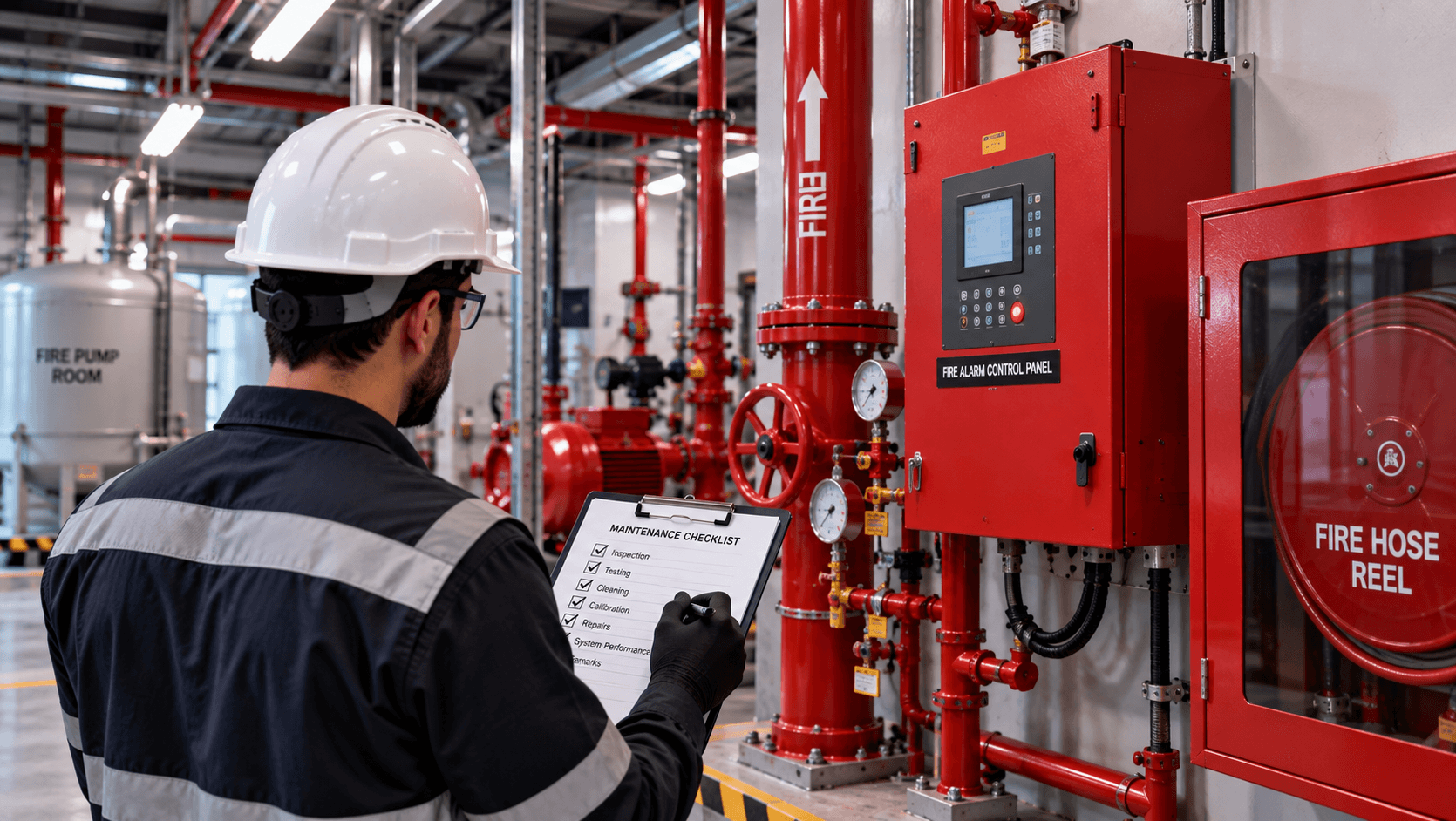 OMS technicians performing annual maintenance on building systems